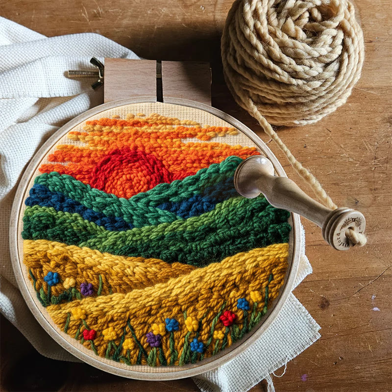 Vibrant Sunset Flower Field Punch Needle Kit – Exquisite Decorative Pendant | Top Gifting Choice - image 9