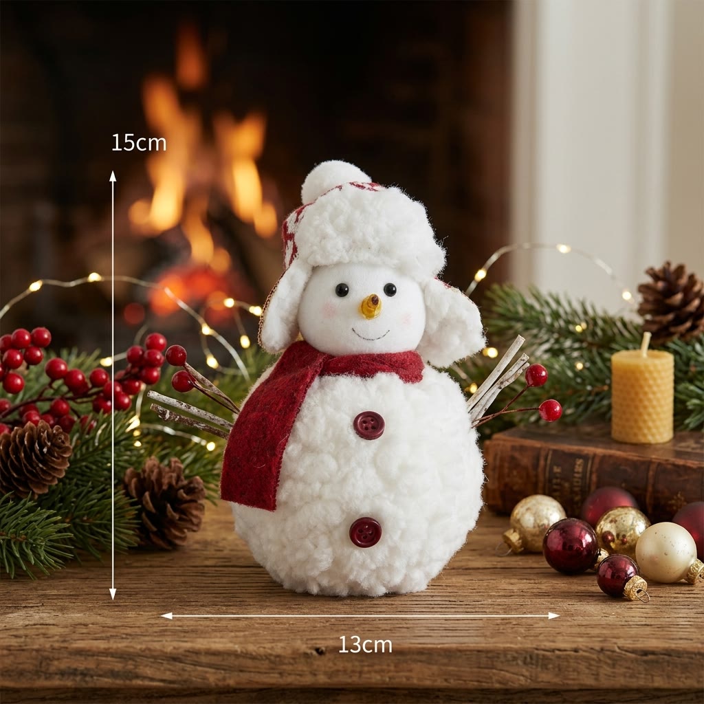 Rubbyoo Charming Christmas Snowman Figurine – Cheerful Holiday Accent | Cozy Seasonal Displays  - Round Hat M - image 11