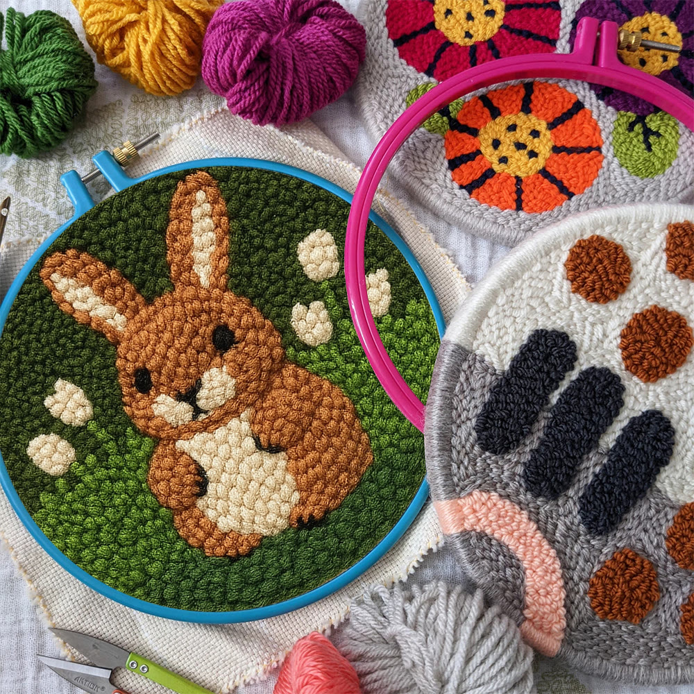 Adorable Bunny  Punch Needle Kit - Diy Christmas Craft | Perfect Birthday Handmade Gift  - image 5