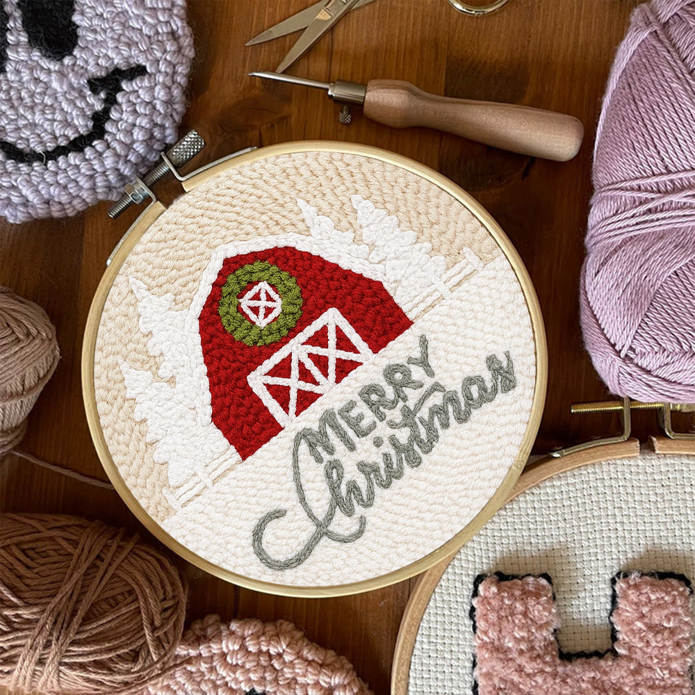 Winter Snow View Punch Needle Kit - Diy Hoop Art |  Handmade Wall Hanging Decor - image 8