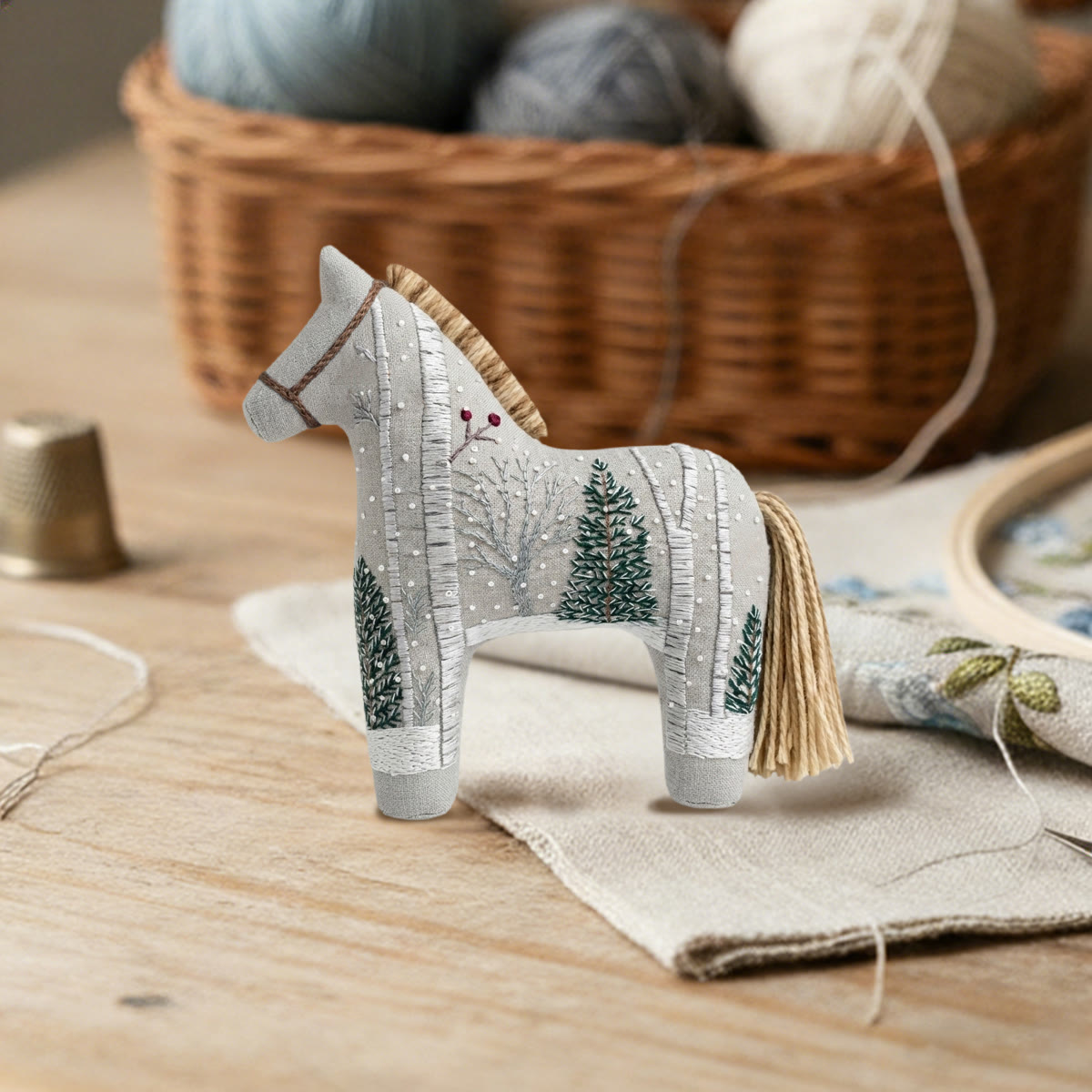 Rubbyoo Dala Horse Embroidery Kit - Birch Tree Forest | Elegant Housewarming Gift | Modern Farmhouse Decor - image 5