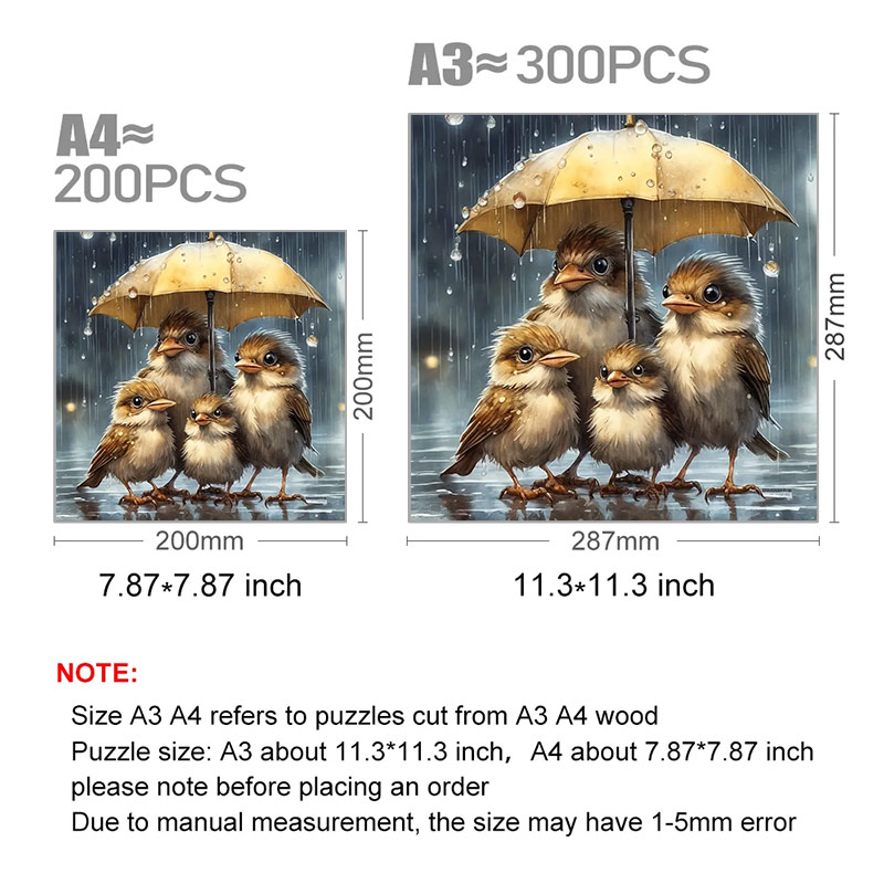 Auspicious Bird Swallow Family - Wooden Jigsaw Puzzle