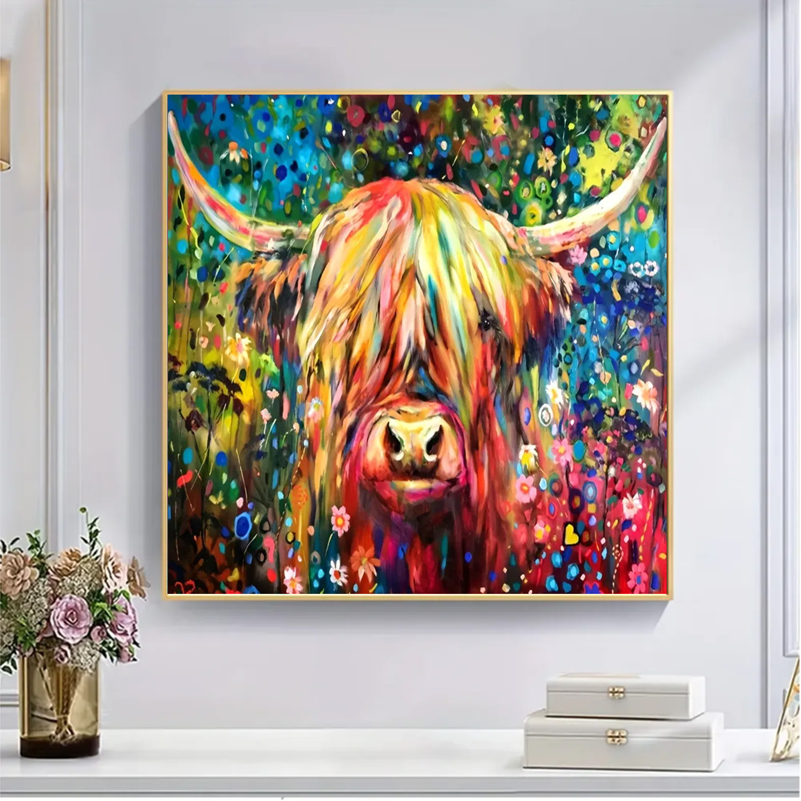 Colorful Highland Cow - Wooden Jigsaw Puzzle