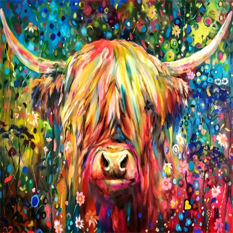 Colorful Highland Cow - Wooden Jigsaw Puzzle