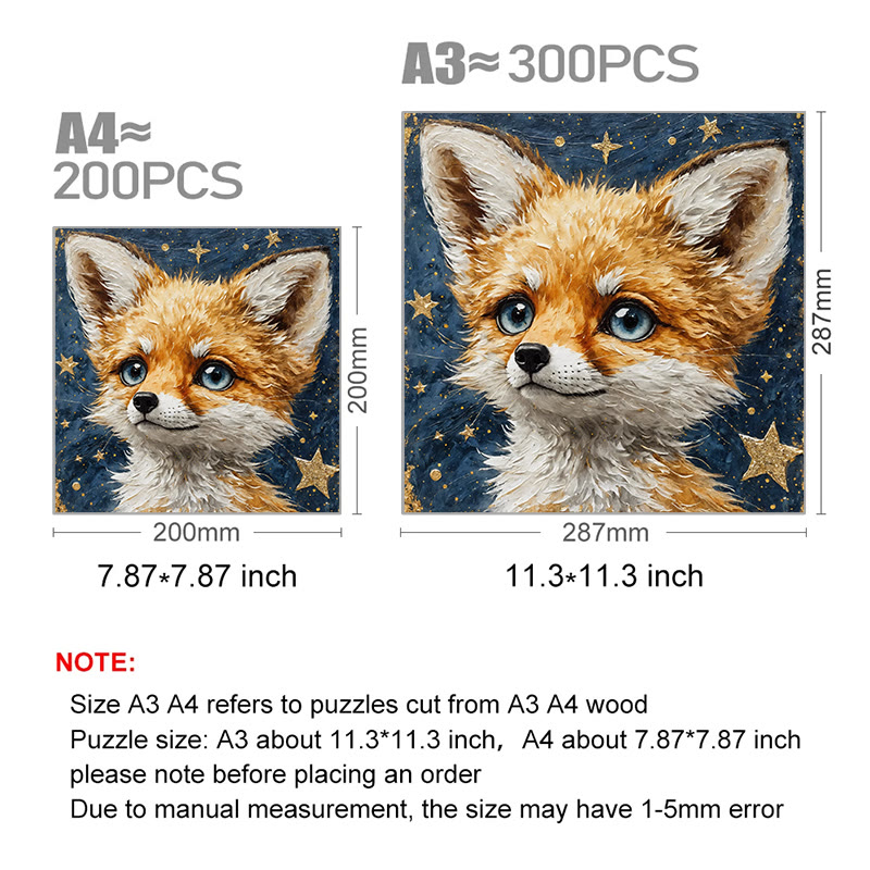  Fox under the starry sky - Wooden Jigsaw Puzzle