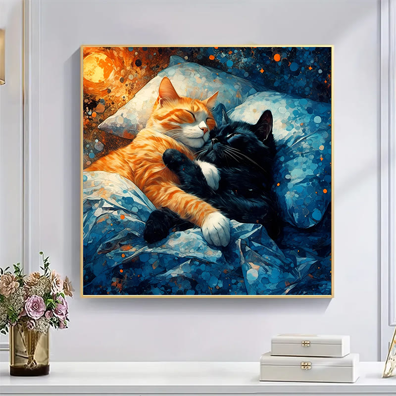 Sleepy cats in bed - Wooden Jigsaw Puzzle