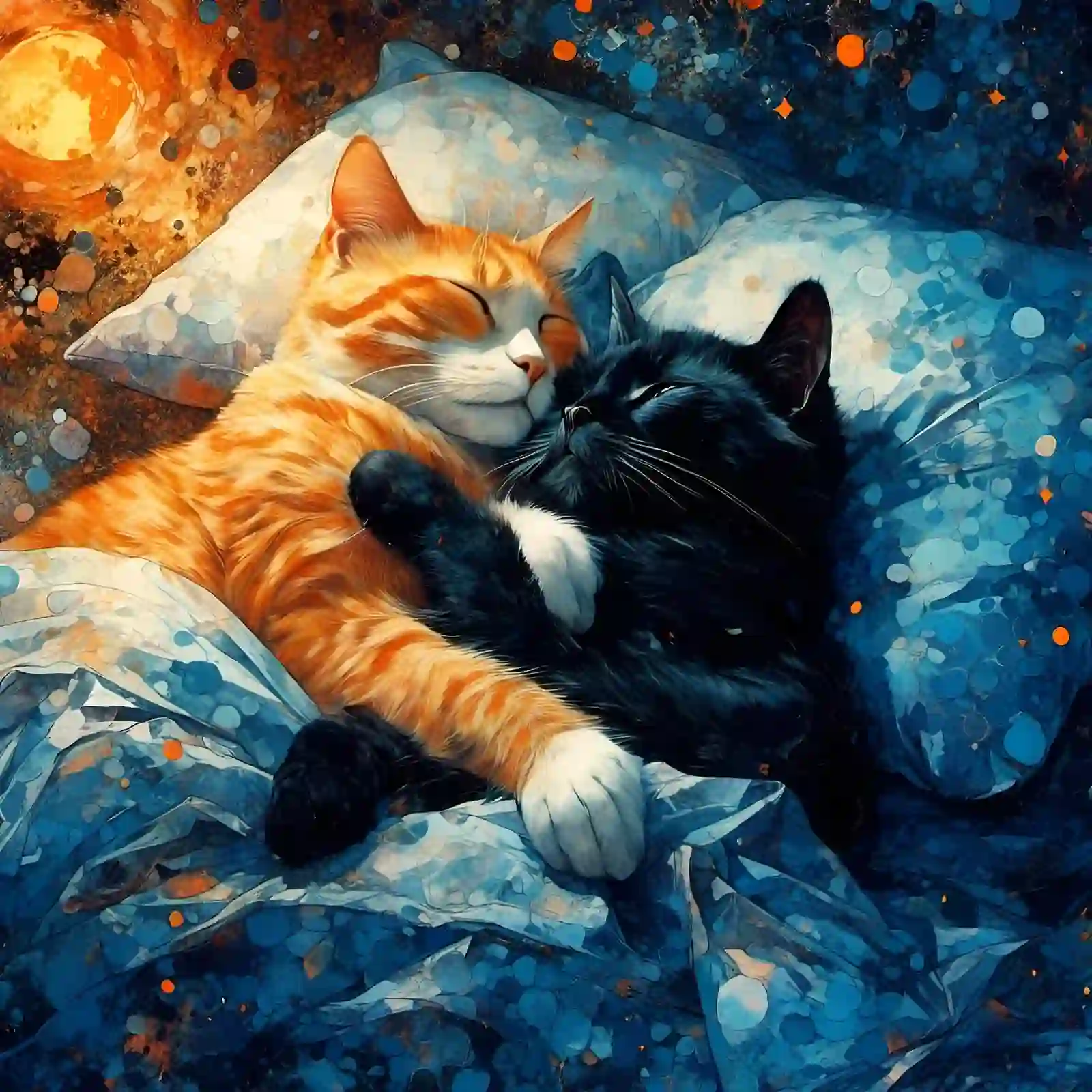 Sleepy cats in bed - Wooden Jigsaw Puzzle