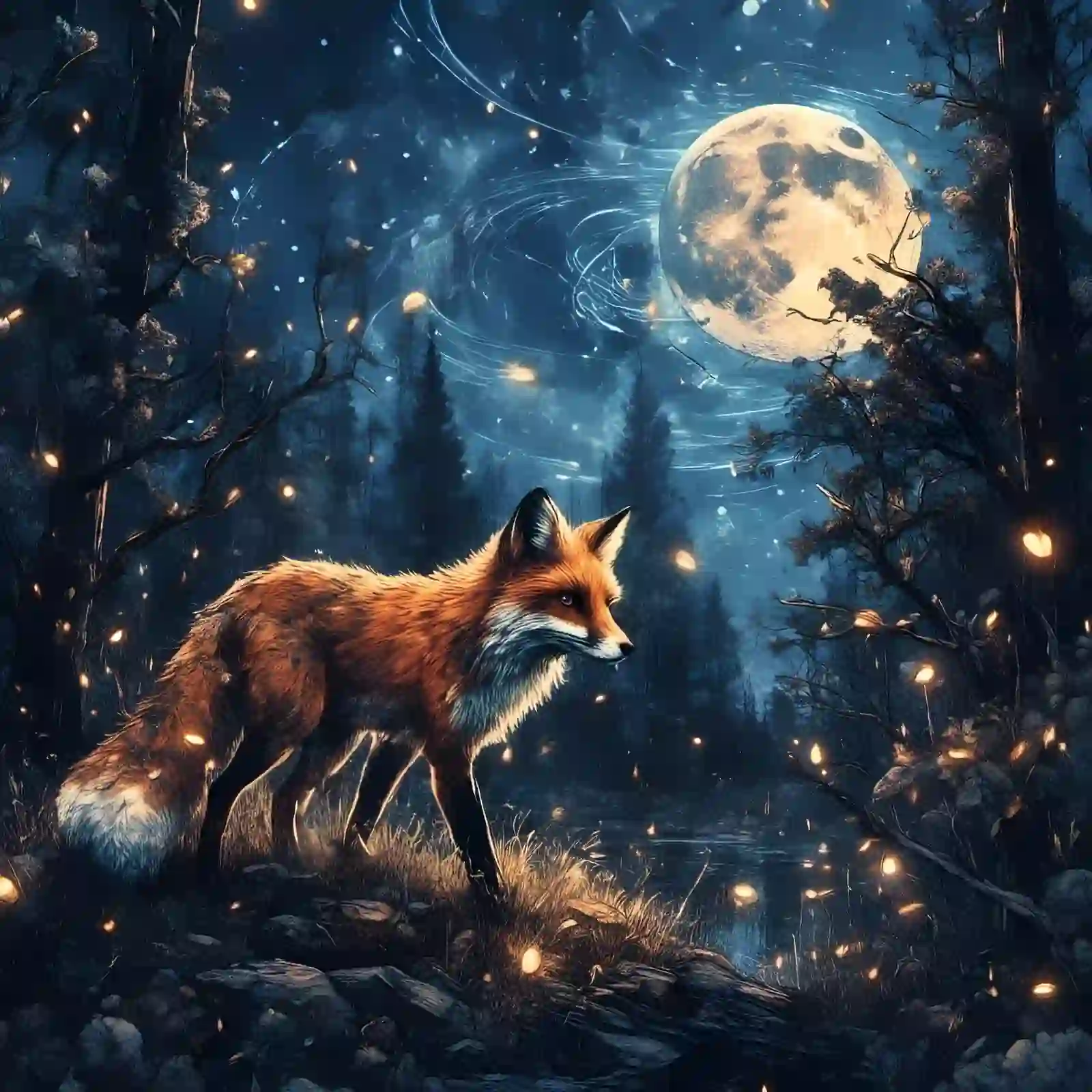 Fox walking in the mysterious forest - Wooden Jigsaw Puzzle