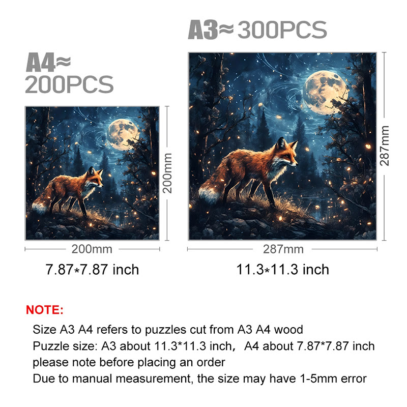 Fox walking in the mysterious forest - Wooden Jigsaw Puzzle