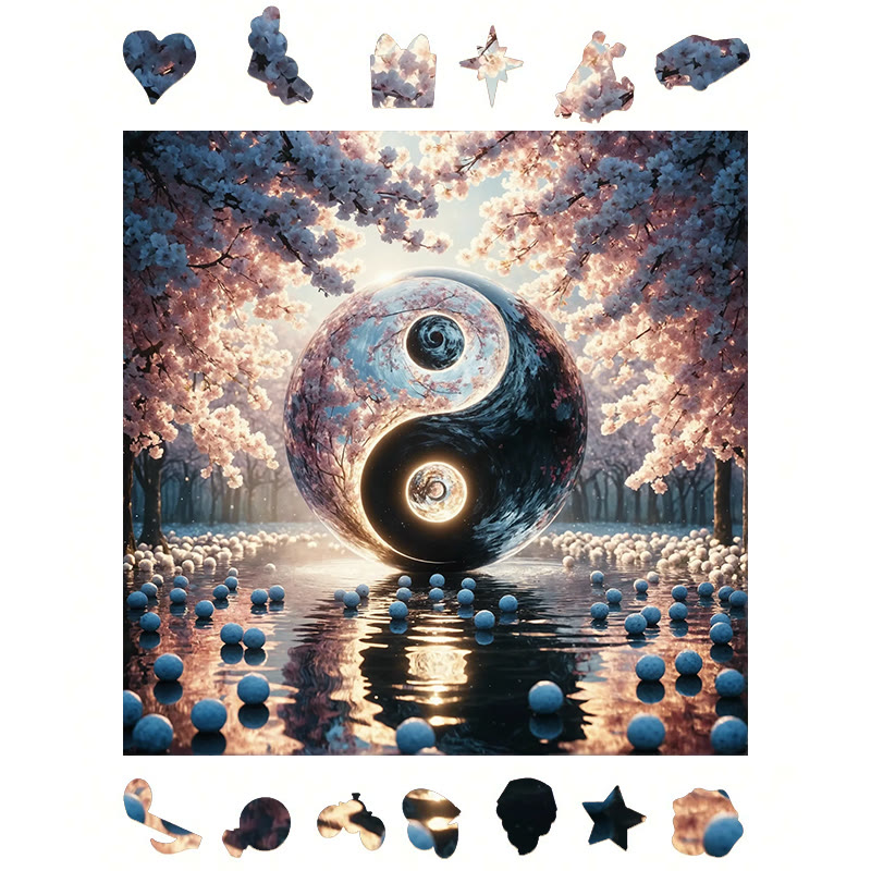 Sun and Moon TidesYin and Yang - Wooden Jigsaw Puzzle