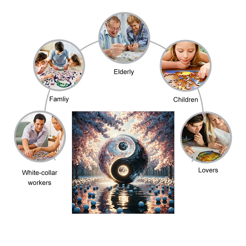 Sun and Moon TidesYin and Yang - Wooden Jigsaw Puzzle