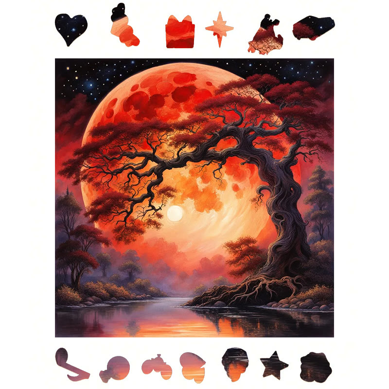 Red Night - Wooden Jigsaw Puzzle