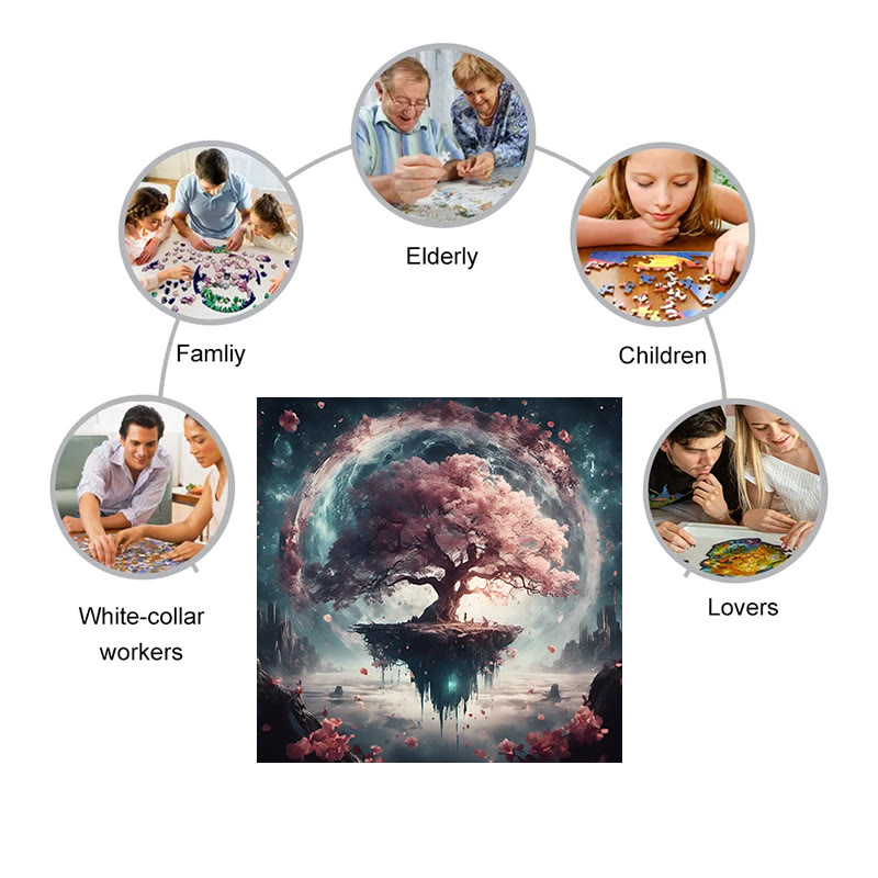 sakura on island - Wooden Jigsaw Puzzle