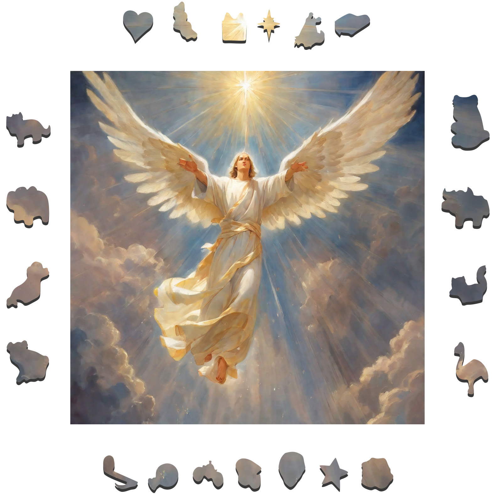 an angel falling from the heavens - Wooden Jigsaw Puzzle