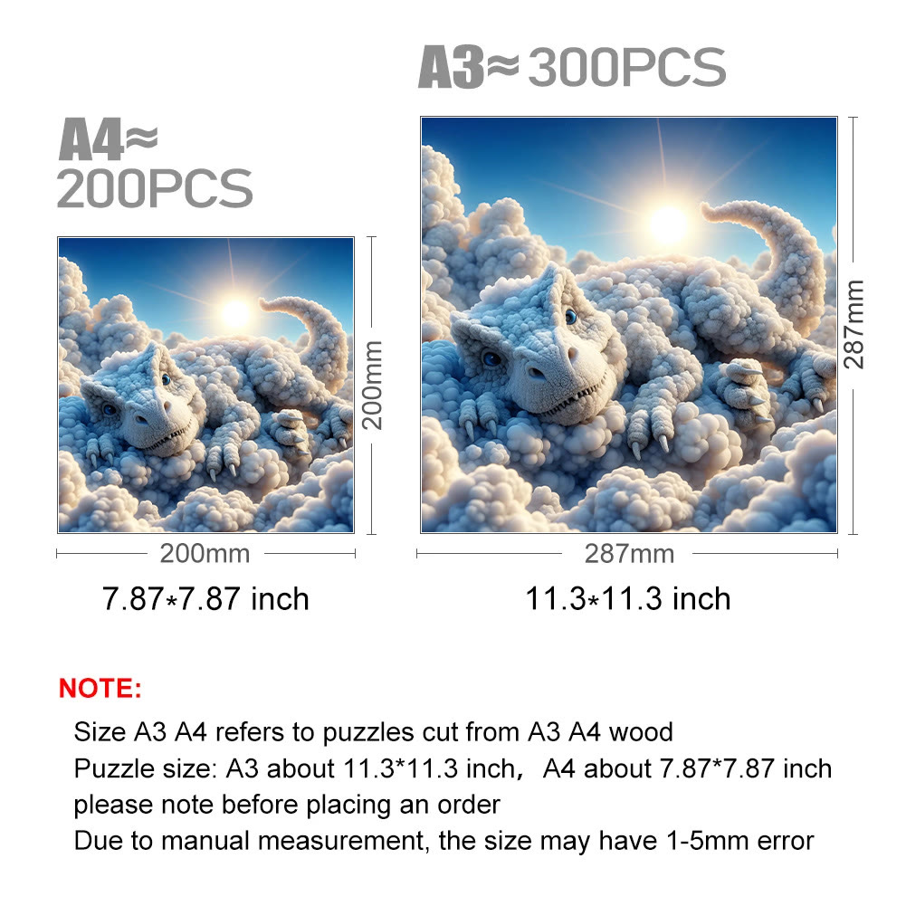 Baby T-Rex of Cloud - Wooden Jigsaw Puzzle