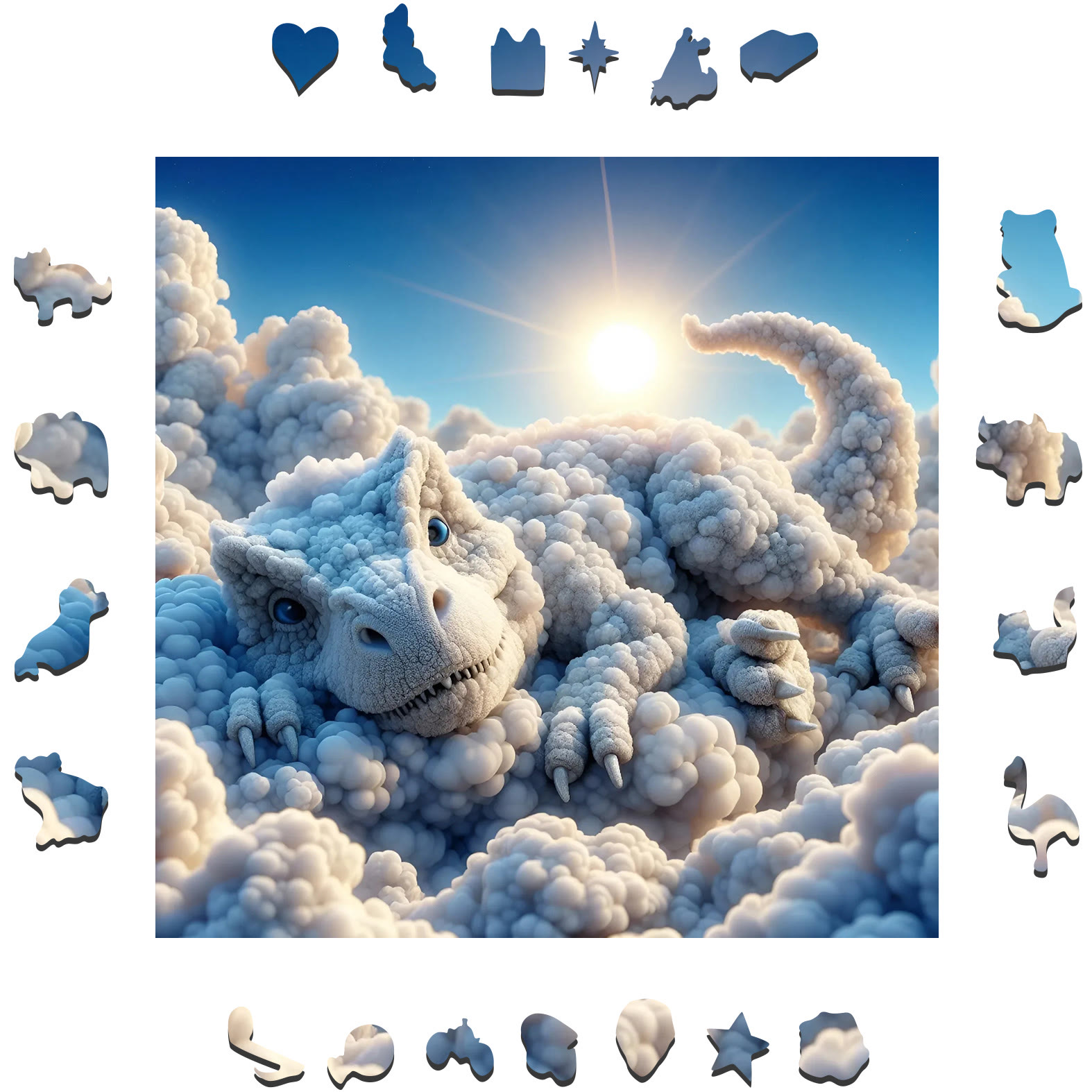 Baby T-Rex of Cloud - Wooden Jigsaw Puzzle