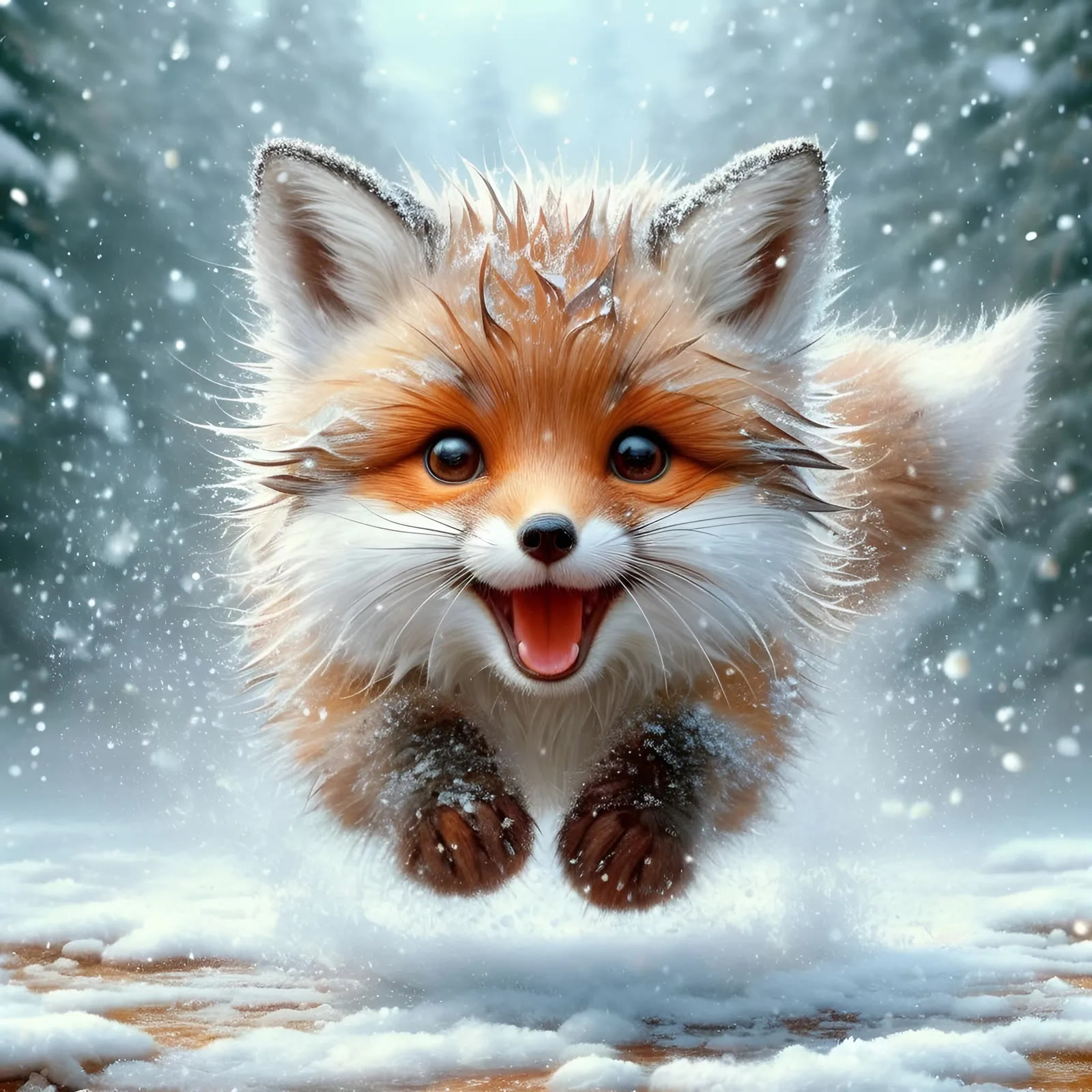 Smiling cute fox - Wooden Jigsaw Puzzle