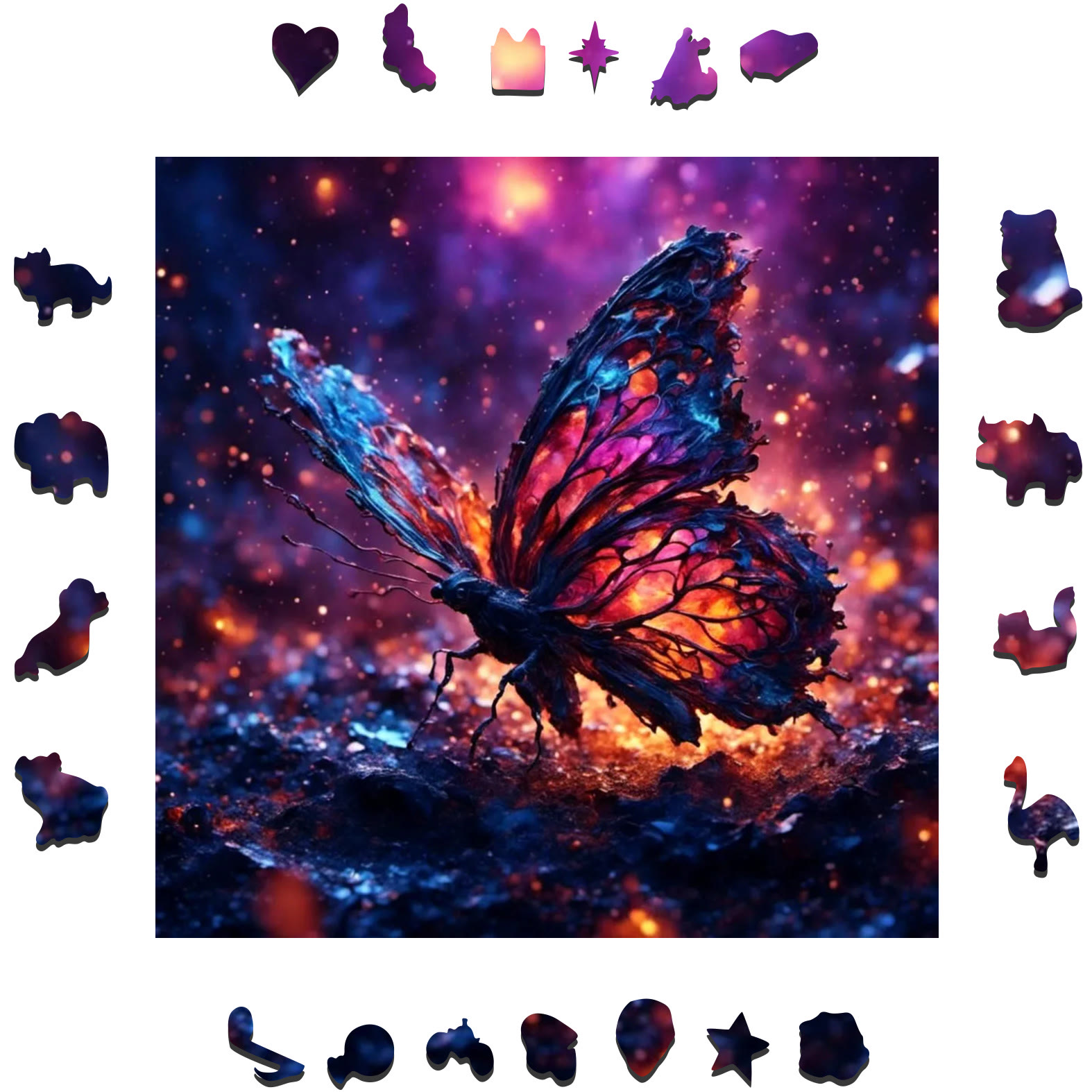 Butterfly on Fire - Wooden Jigsaw Puzzle