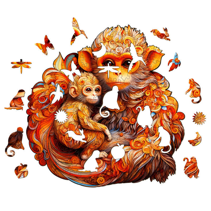 Rhinopithecus Family - Wooden Jigsaw Puzzle