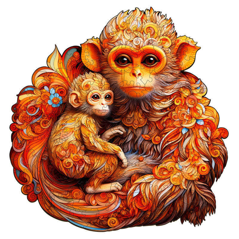 Rhinopithecus Family - Wooden Jigsaw Puzzle