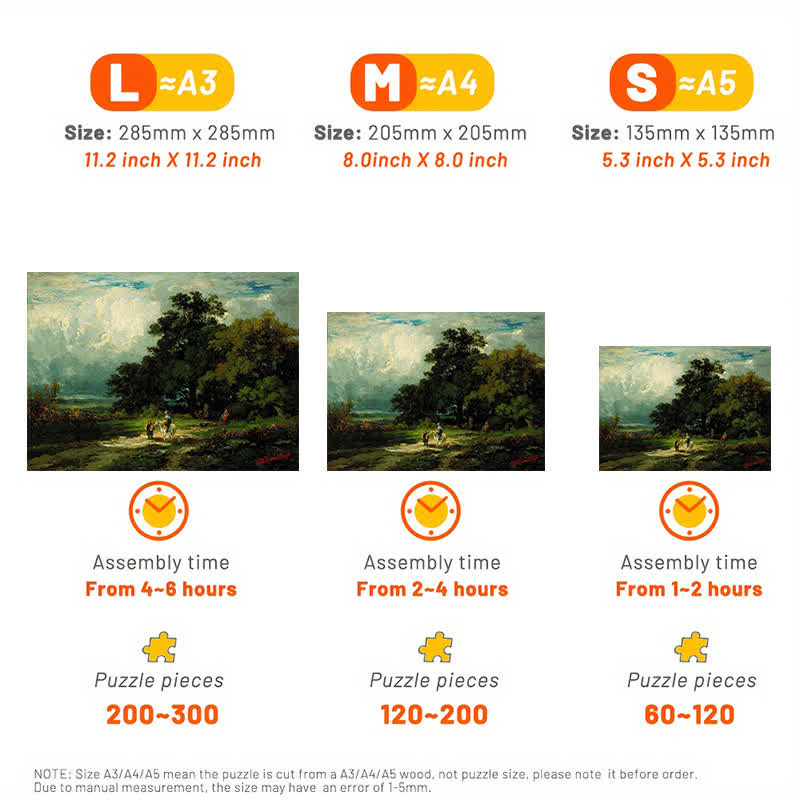 Vintage Landscape with Trees - Wooden Jigsaw Puzzle