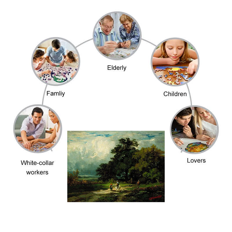 Vintage Landscape with Trees - Wooden Jigsaw Puzzle