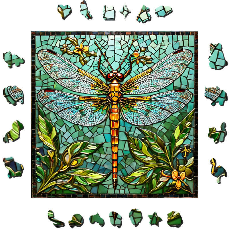 Green Dragonfly - Wooden Jigsaw Puzzle