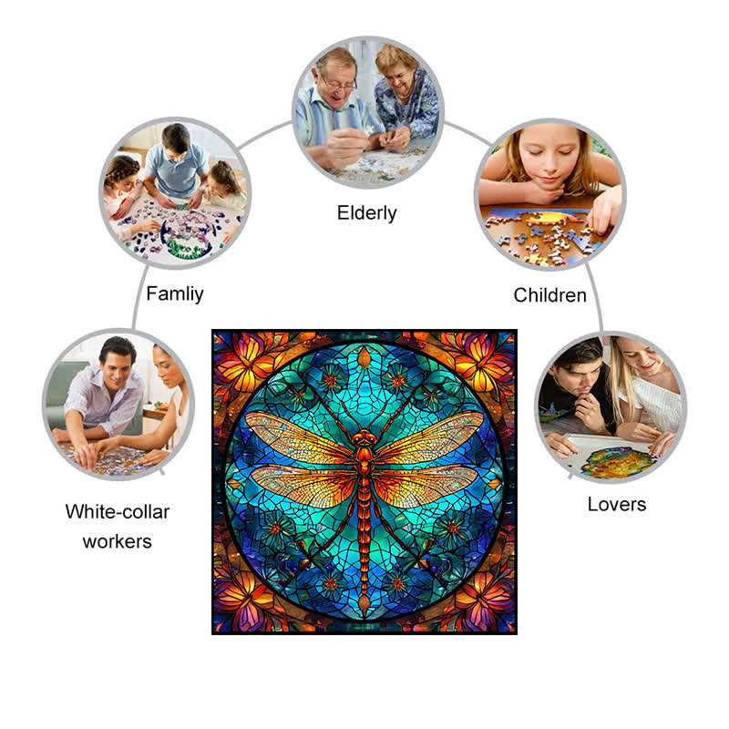 Colorful Dragonfly - Wooden Jigsaw Puzzle