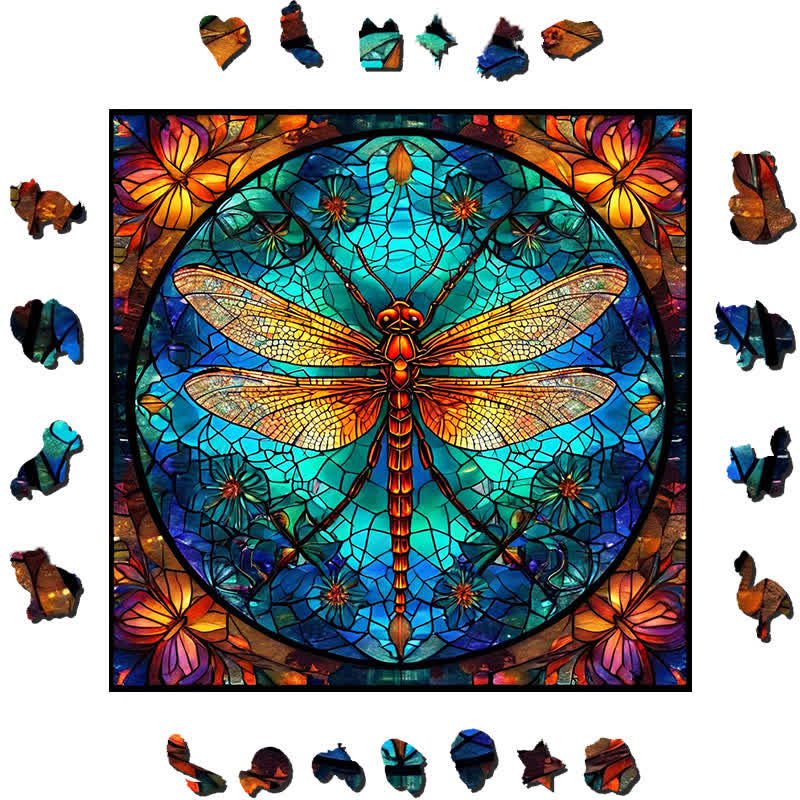 Colorful Dragonfly - Wooden Jigsaw Puzzle