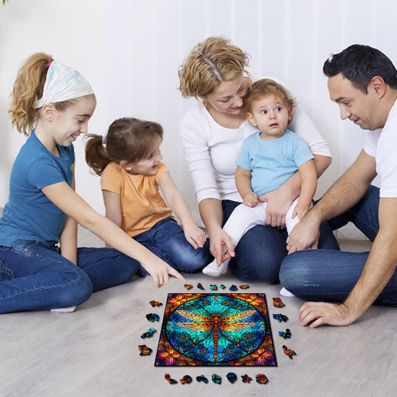 Colorful Dragonfly - Wooden Jigsaw Puzzle