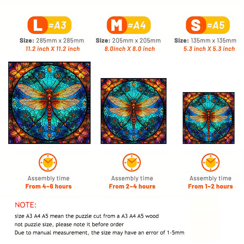 Colorful Dragonfly - Wooden Jigsaw Puzzle