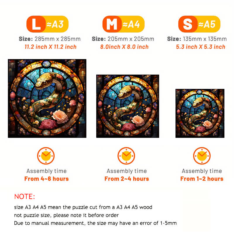 Snake With Rose - Wooden Jigsaw Puzzle