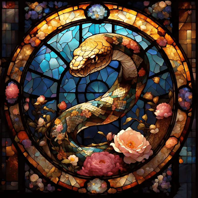 Snake With Rose - Wooden Jigsaw Puzzle