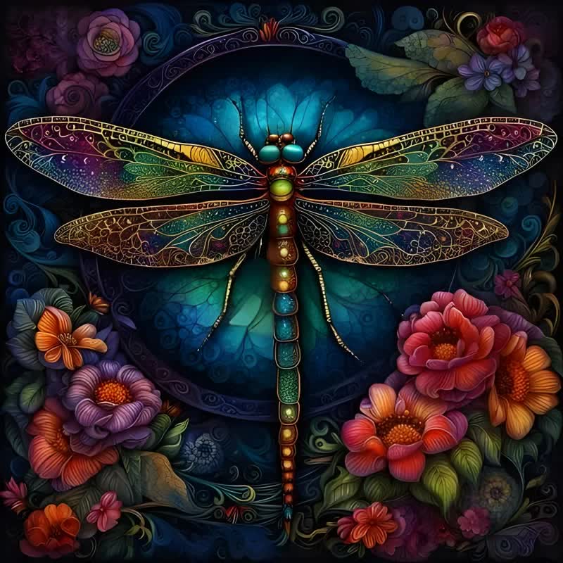 Magical Dragonfly with Flower - Wooden Jigsaw Puzzle