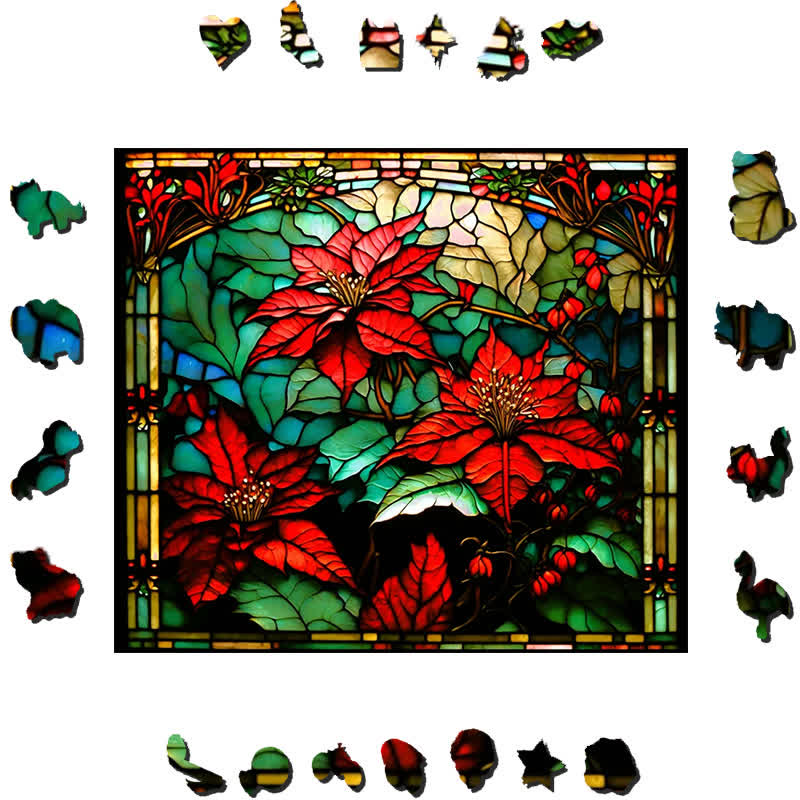 poinsettia - Wooden Jigsaw Puzzle