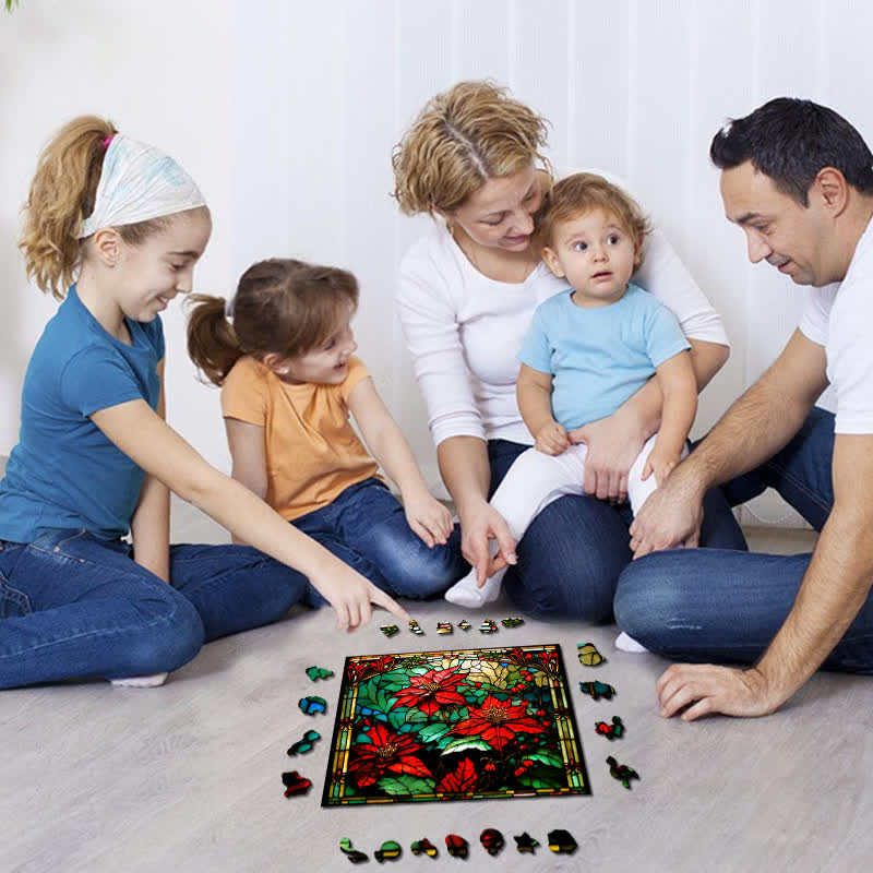 poinsettia - Wooden Jigsaw Puzzle