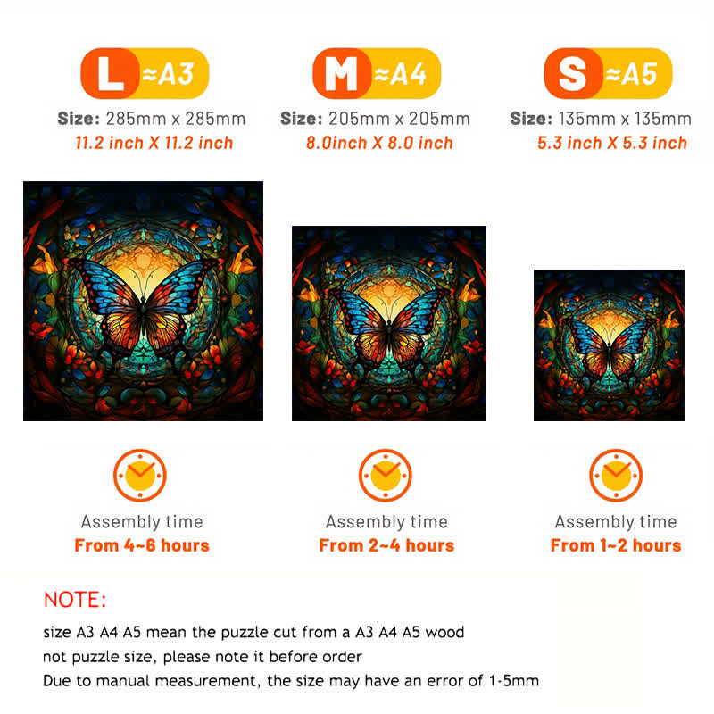 Brightly colored butterfly in a forest - Wooden Jigsaw Puzzle