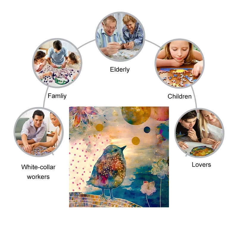 Whimsical bird - Wooden Jigsaw Puzzle