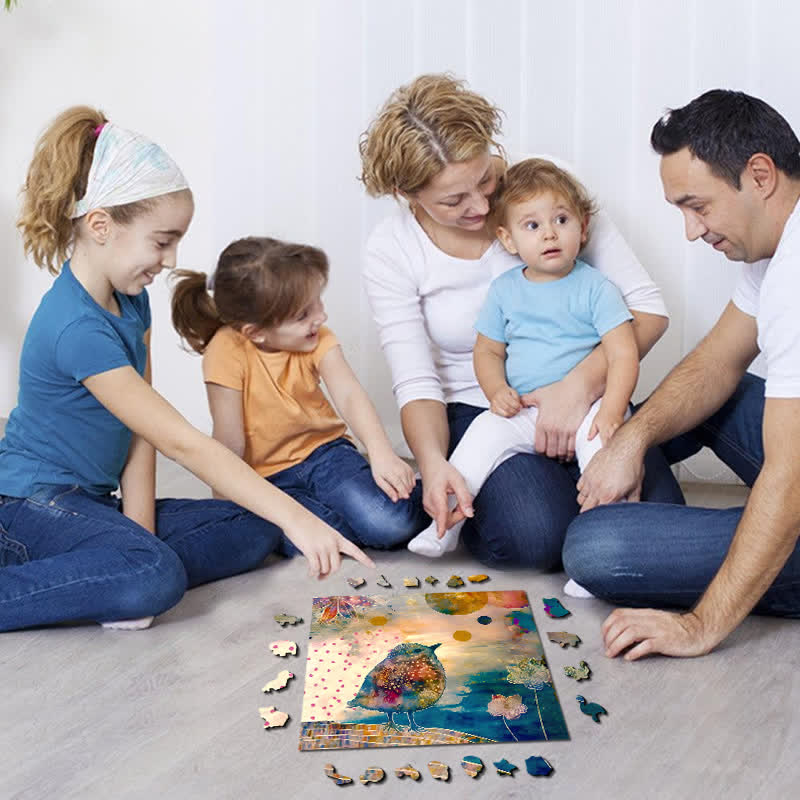 Whimsical bird - Wooden Jigsaw Puzzle