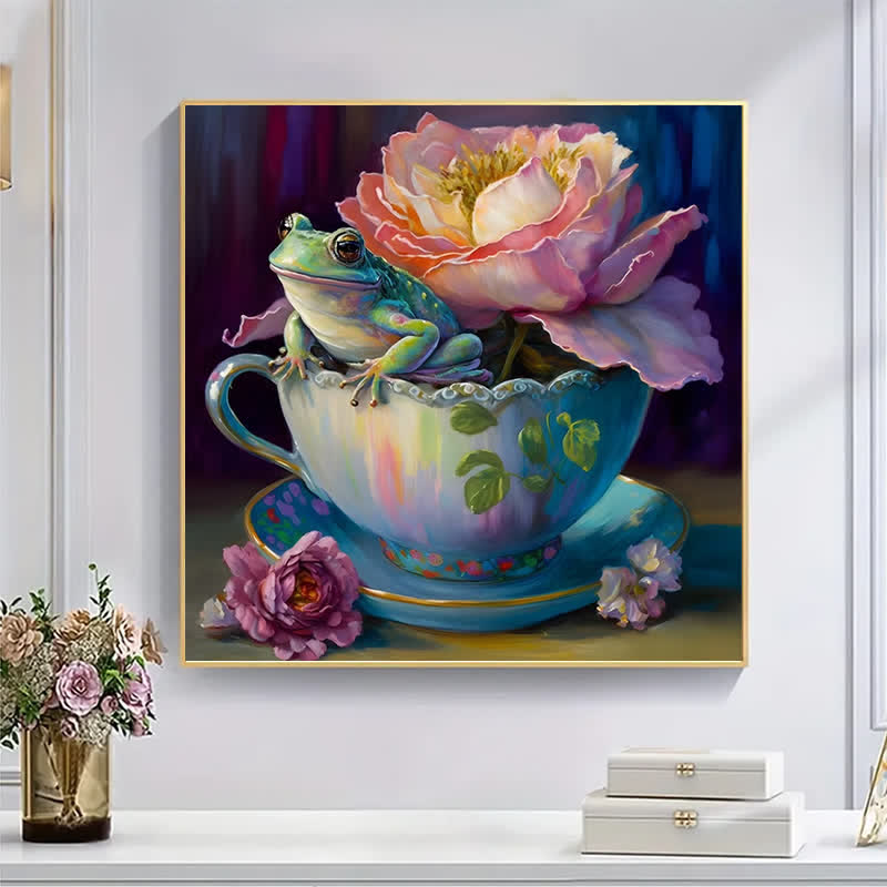 Frog in tea cup Tea  - Wooden Jigsaw Puzzle