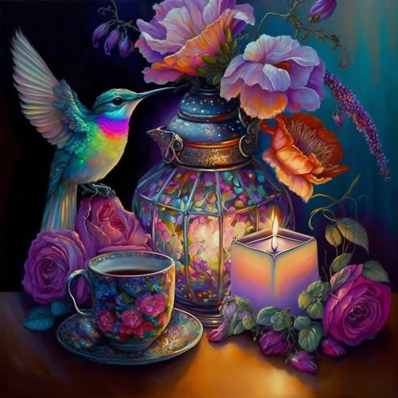 Mystical Hummingbird Tea Party - Wooden Jigsaw Puzzle