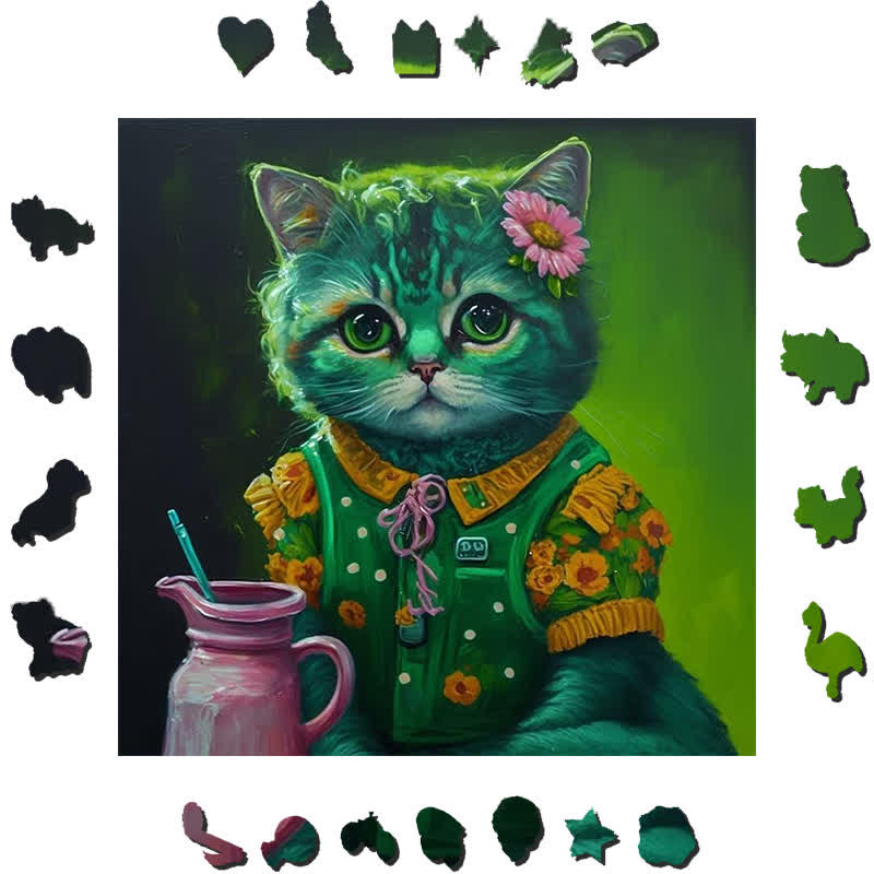 Milk Cat - Wooden Jigsaw Puzzle