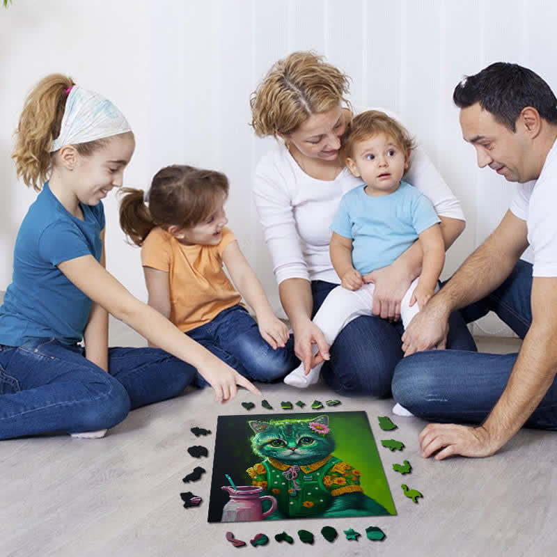 Milk Cat - Wooden Jigsaw Puzzle