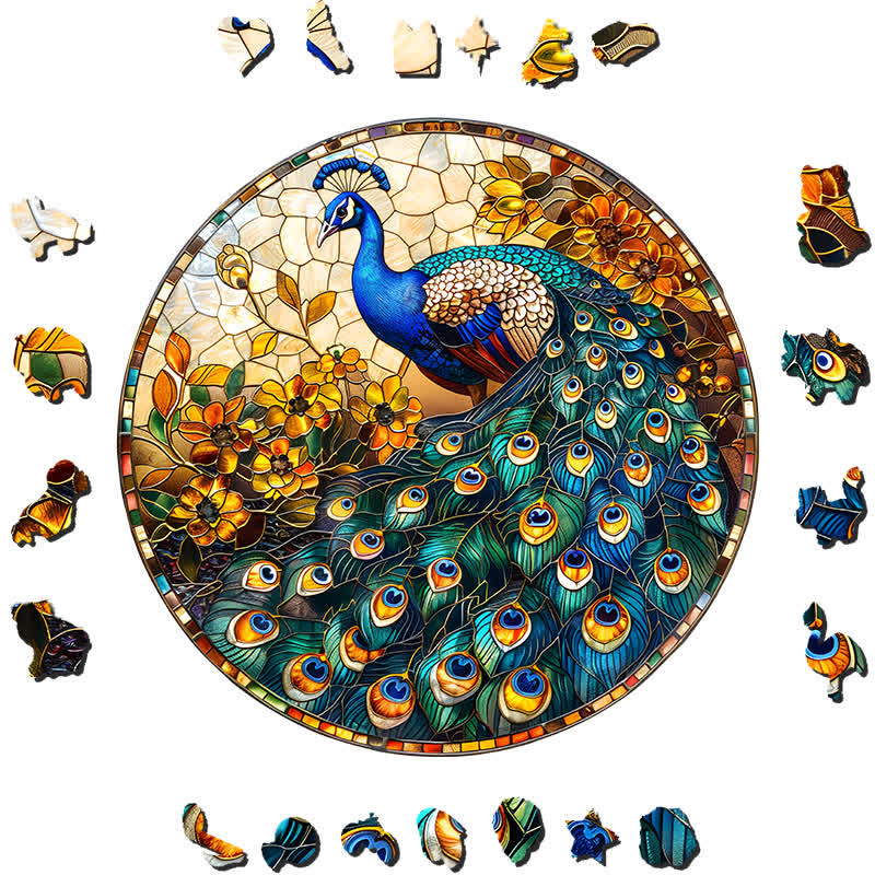 Peacock sign - Wooden Jigsaw Puzzle