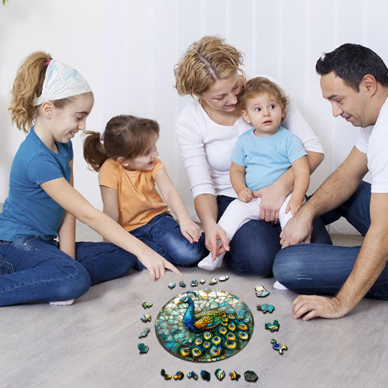 Peacock Tail Feathers  - Wooden Jigsaw Puzzle