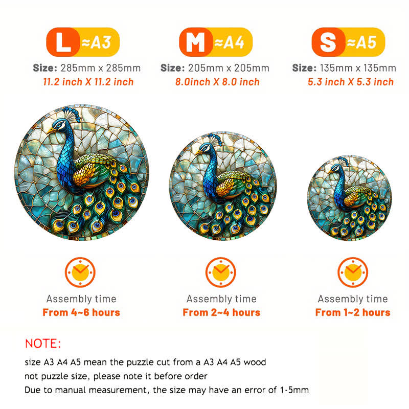 Peacock Tail Feathers  - Wooden Jigsaw Puzzle