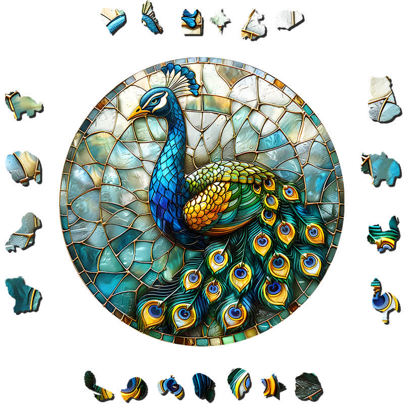 Peacock Tail Feathers  - Wooden Jigsaw Puzzle