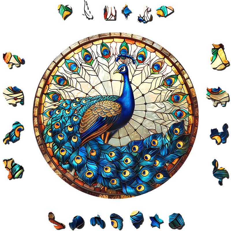 Rustic Peacock  - Wooden Jigsaw Puzzle