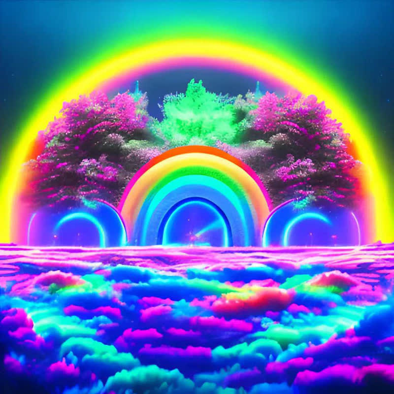 Rainbow Bliss Midjourney - Wooden Jigsaw Puzzle