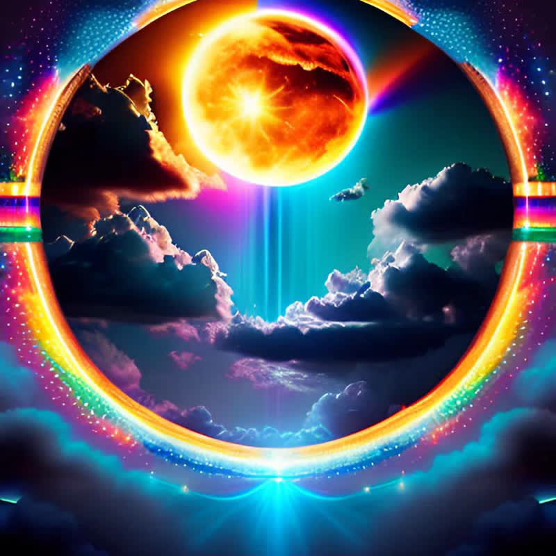 A Rainbow portal in the sky - Wooden Jigsaw Puzzle